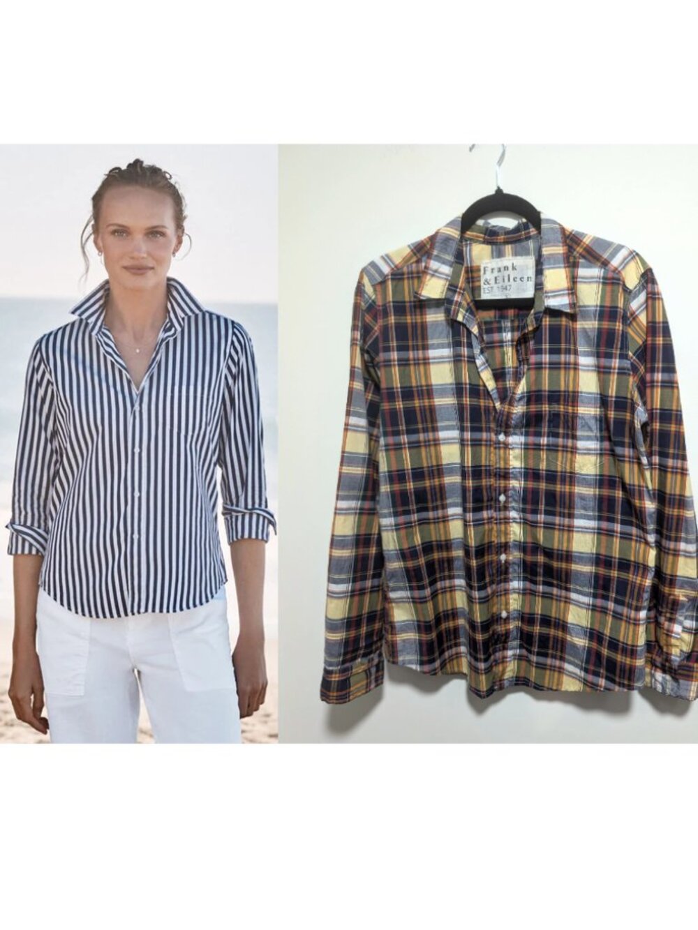 Frank & Eileen | Barry Button Down Shirt In Navy Yellow Plaid